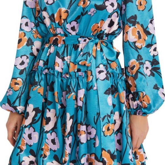 NWT VICI Collection Print Balloon Sleeve Tie Waist Dress - Picture 4 of 6